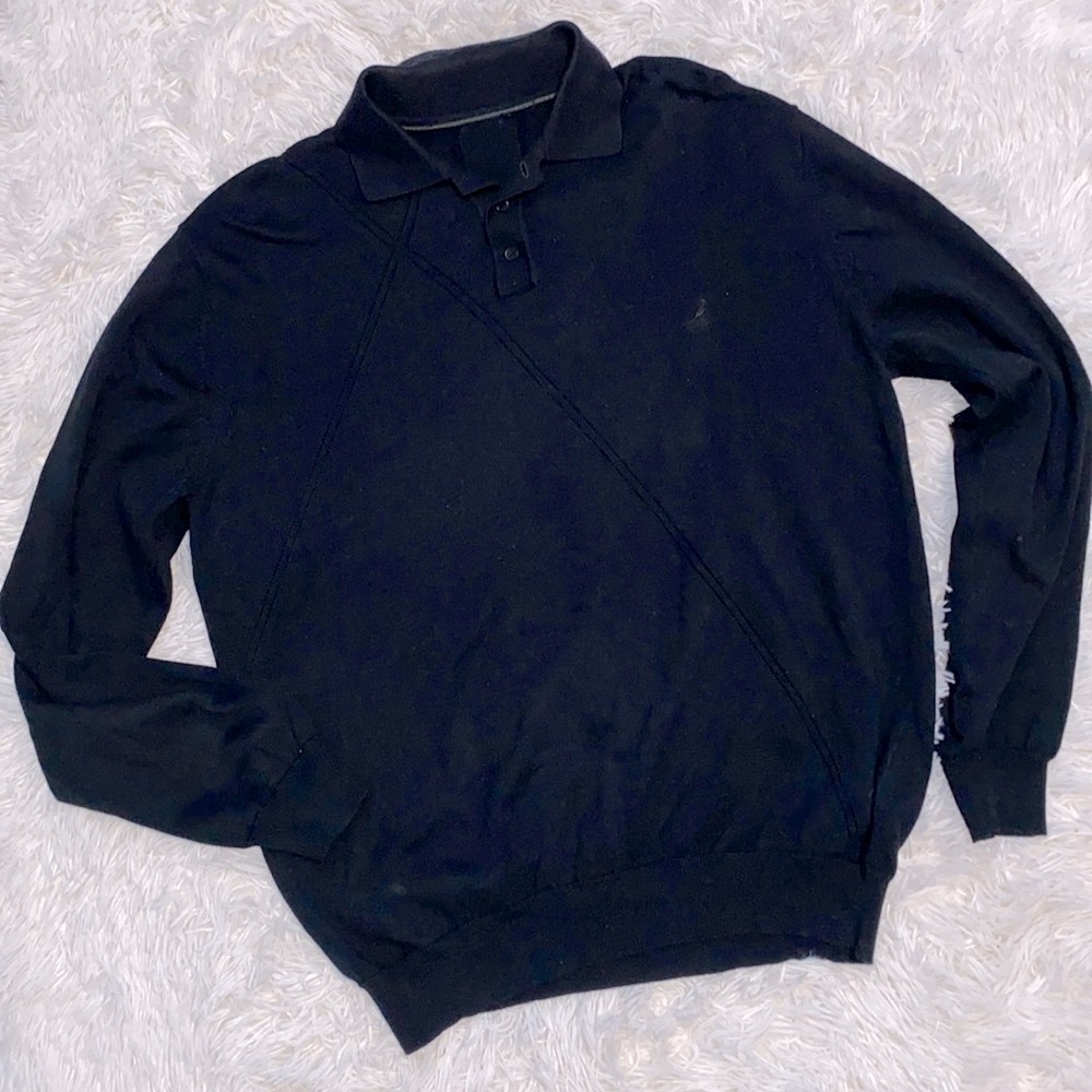 Kangol vintage Y2K black knit collared bowler sweater
